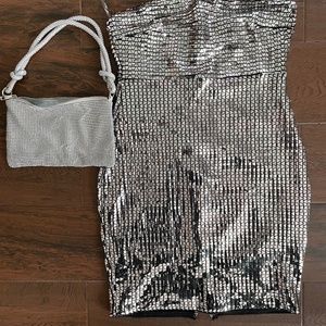 Mirror dress with purse